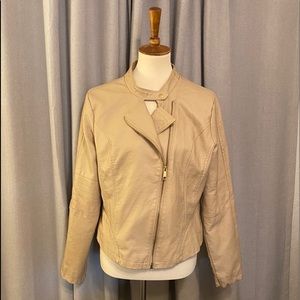 Tan Faux Leather Jacket - XL